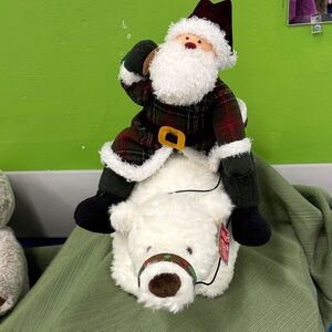 Gund Festive Santa on White Polar Bear Plush NWT